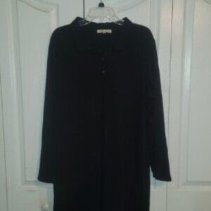 Rewind Women’s 2X Black Ribbed Sweater Dress Collared 3 Button Front NWOT 23x37
